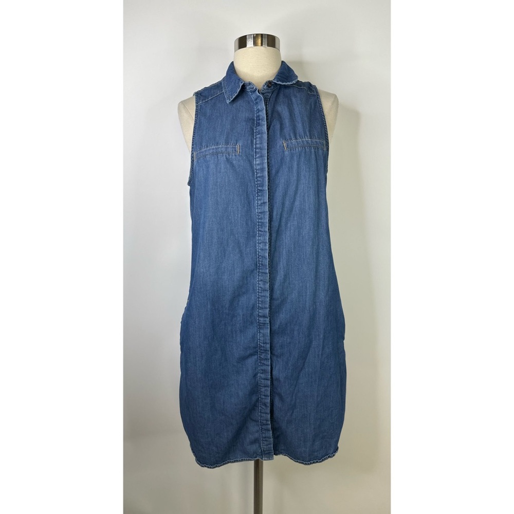Paige Denim Sleeveless Button Down Shirt Mini Dress